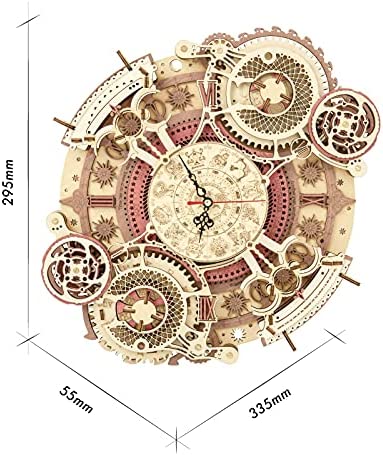 Time Art Zodiac Wall Clock - 3D Wooden Puzzle Building Kit for Kids
