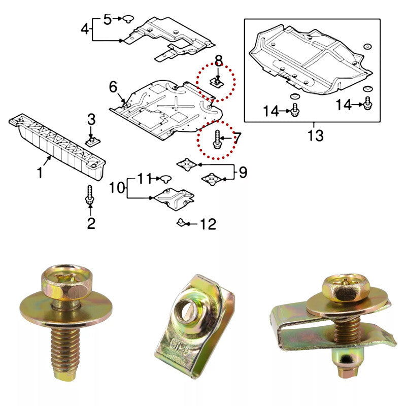 For Vauxhall Vivaro Renault Trafic Engine Undertray Clips Bolt Screw Guard Cover