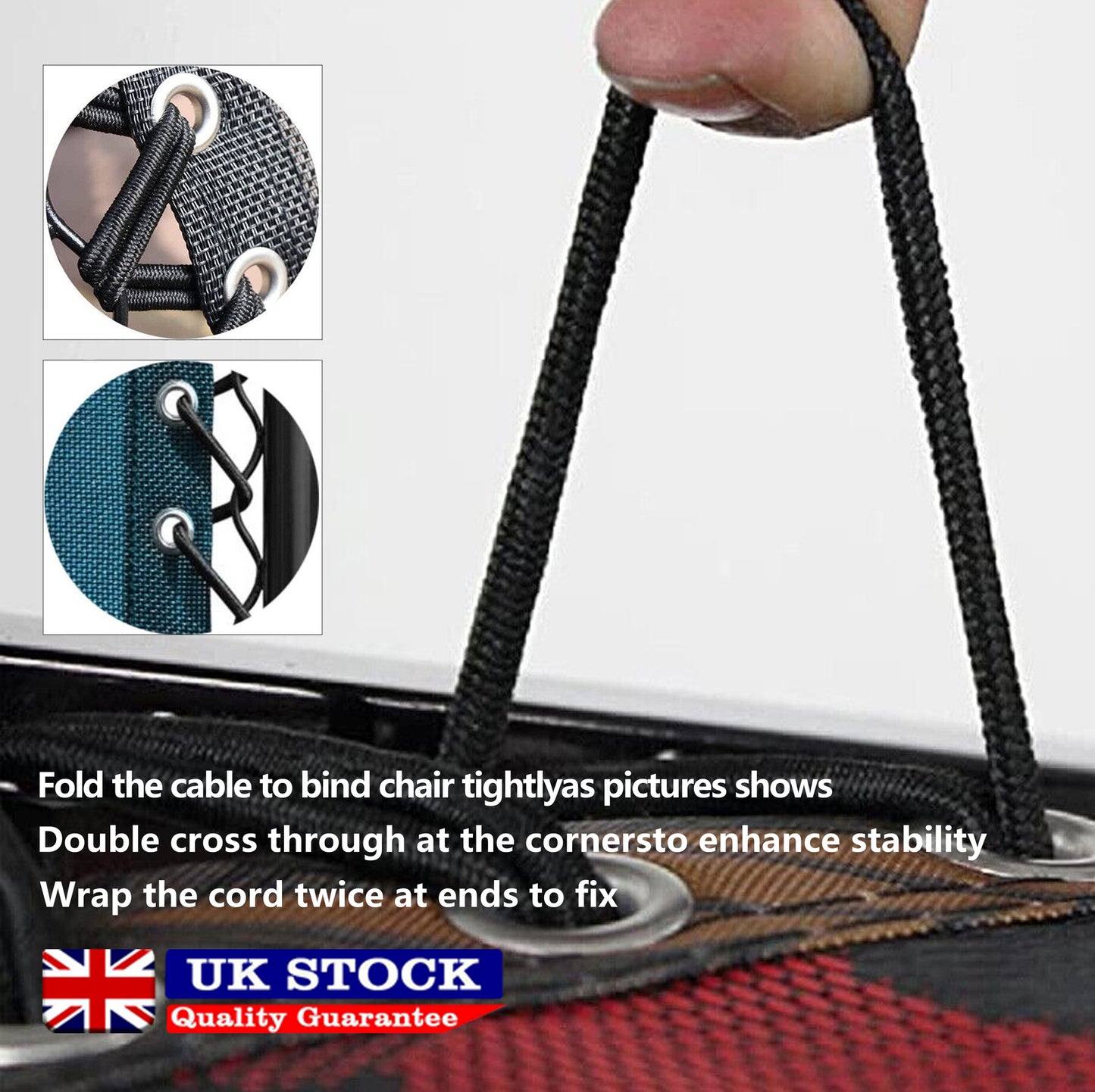 8Pcs Elastic Cord Ropes For Zero Gravity Reclining Garden Sun Lounger Chairs Set--4MM 4 Long, 4 Short, 2.2 Meters Long, 1.4 Meters Short Black Recliner Elastic Rope