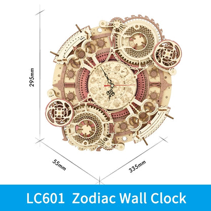 Zodiac Wall Clock - 3D Wooden Puzzle Assembly Model for Kids & Teens