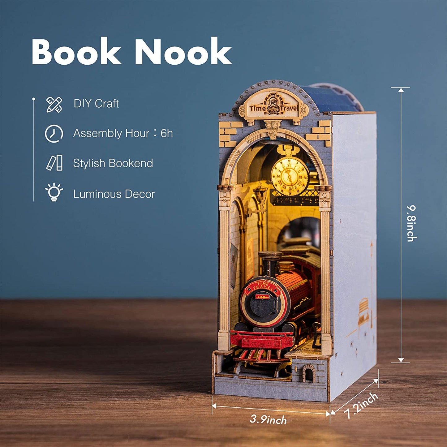 Book Nook Miniature House - DIY Wooden Sakura Densya Bookshelf Insert