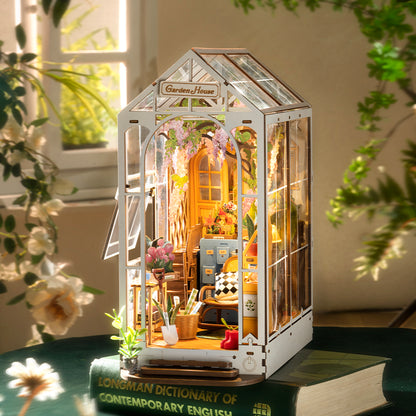 Book Nook Miniature House - DIY Wooden Sakura Densya Bookshelf Insert