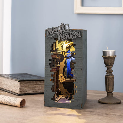 Book Nook Miniature House - DIY Wooden Sakura Densya Bookshelf Insert