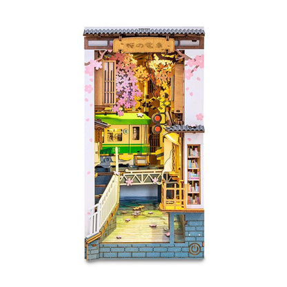 Book Nook Miniature House - DIY Wooden Sakura Densya Bookshelf Insert