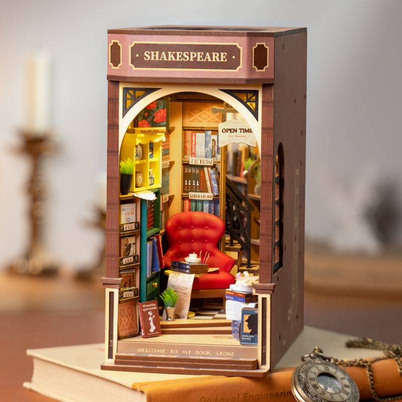 Book Nook Miniature House - DIY Wooden Sakura Densya Bookshelf Insert