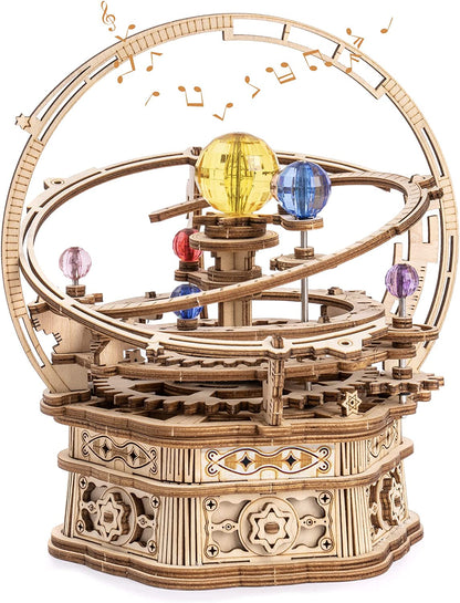 Starry Night Music Box - Rotating Mechanical 3D Wooden Puzzle Assembly Kit
