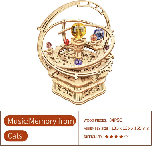 Starry Night Music Box - Rotating Mechanical 3D Wooden Puzzle Assembly Kit