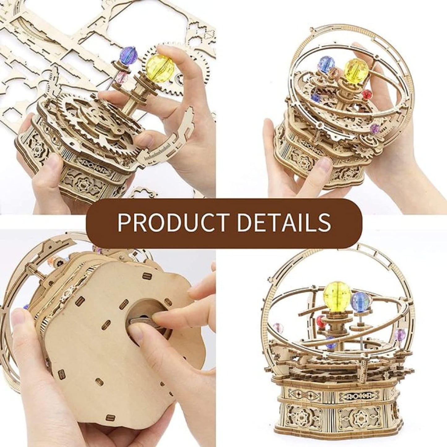 Starry Night Music Box - Rotating Mechanical 3D Wooden Puzzle Assembly Kit