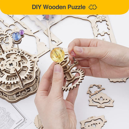 Starry Night Music Box - Rotating Mechanical 3D Wooden Puzzle Assembly Kit