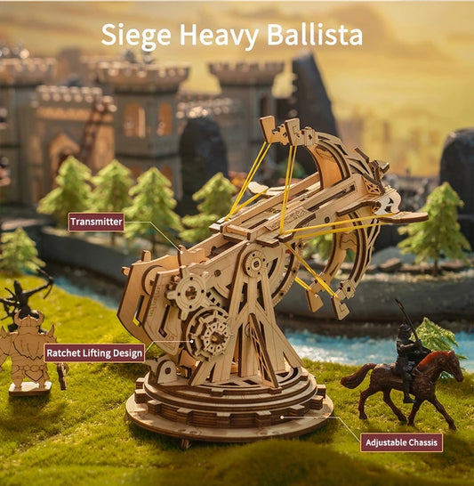 Siege Ballista 3D Wooden Puzzle - Medieval War Game Assembly Kit for Boys