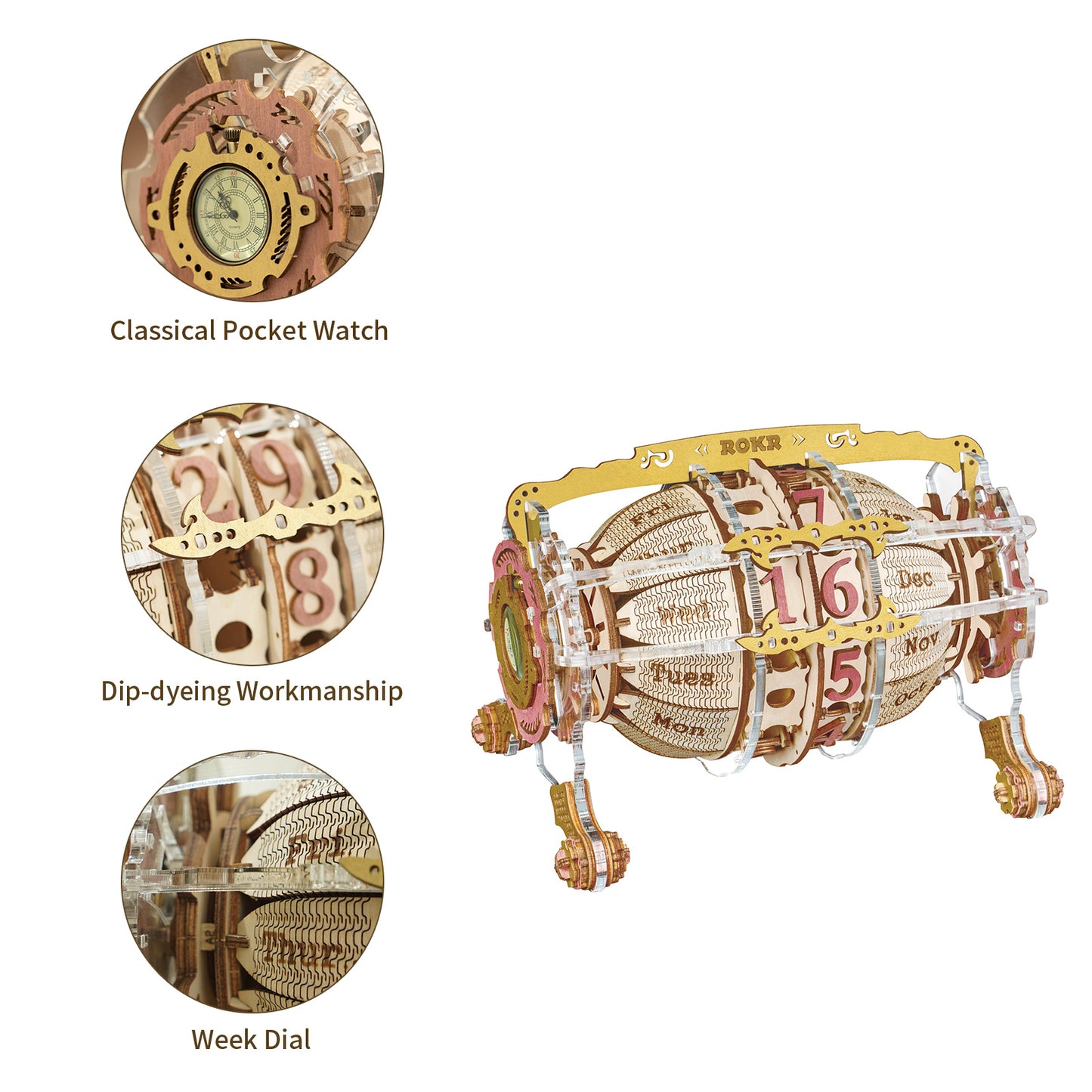 Zodiac Wall Clock - 3D Wooden Puzzle Assembly Model for Kids & Teens