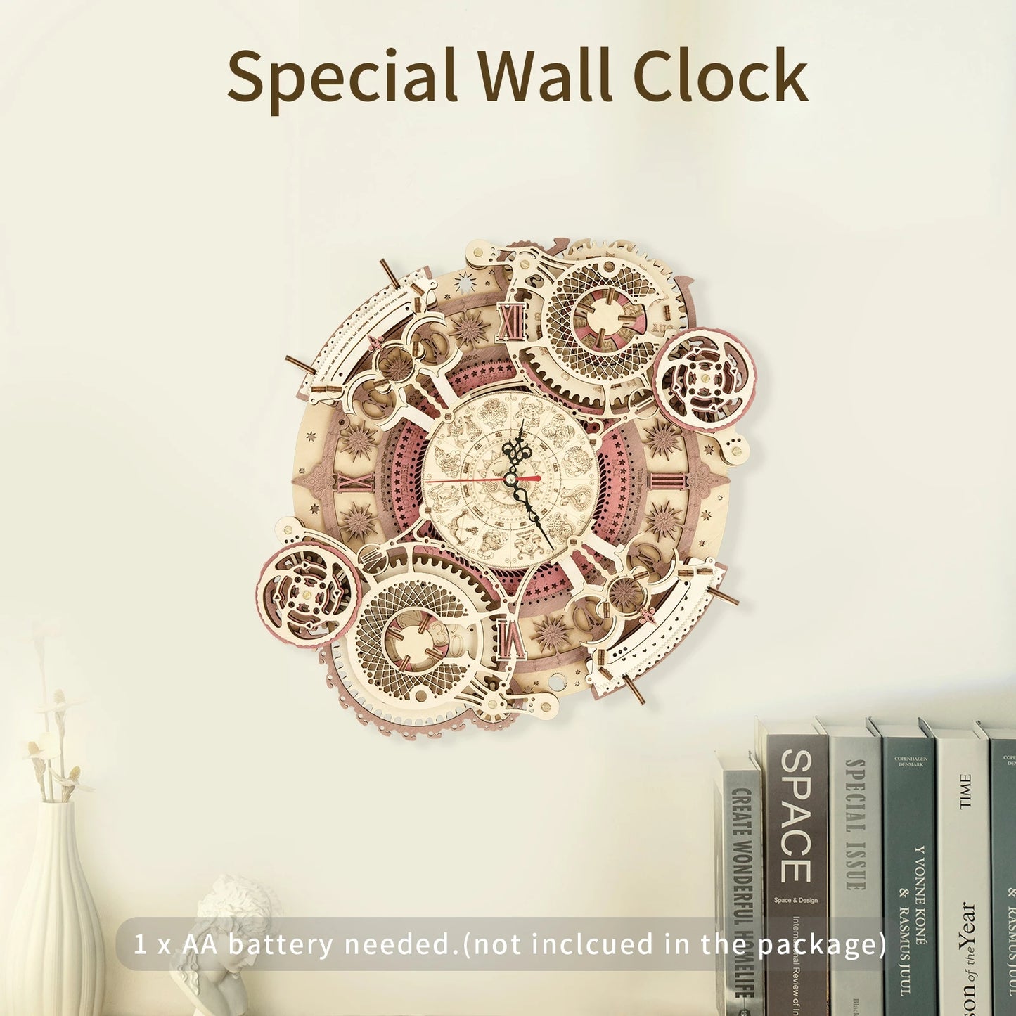 Zodiac Wall Clock - 3D Wooden Puzzle Assembly Model for Kids & Teens