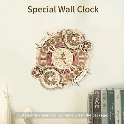 Zodiac Wall Clock - 3D Wooden Puzzle Assembly Model for Kids & Teens