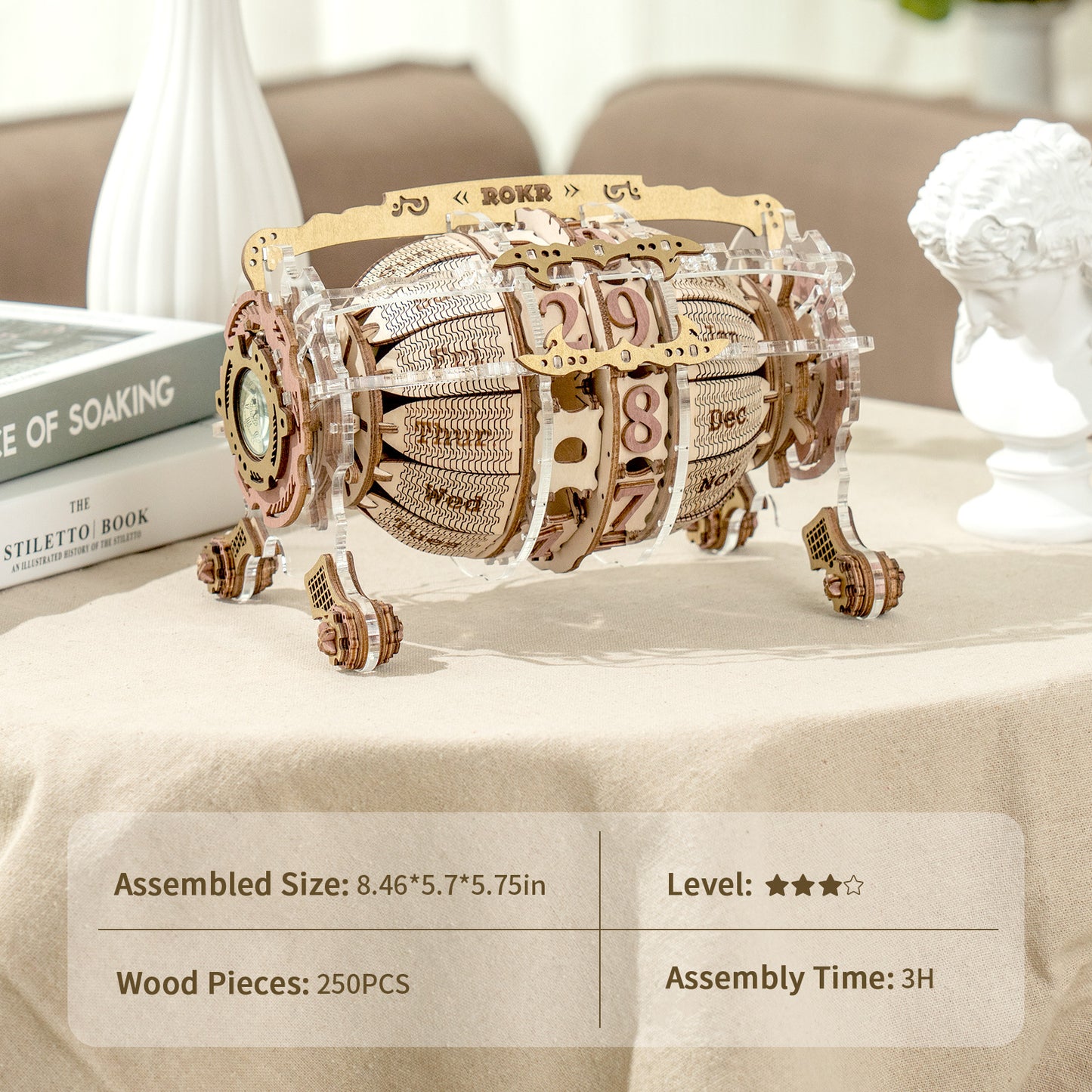 Zodiac Wall Clock - 3D Wooden Puzzle Assembly Model for Kids & Teens