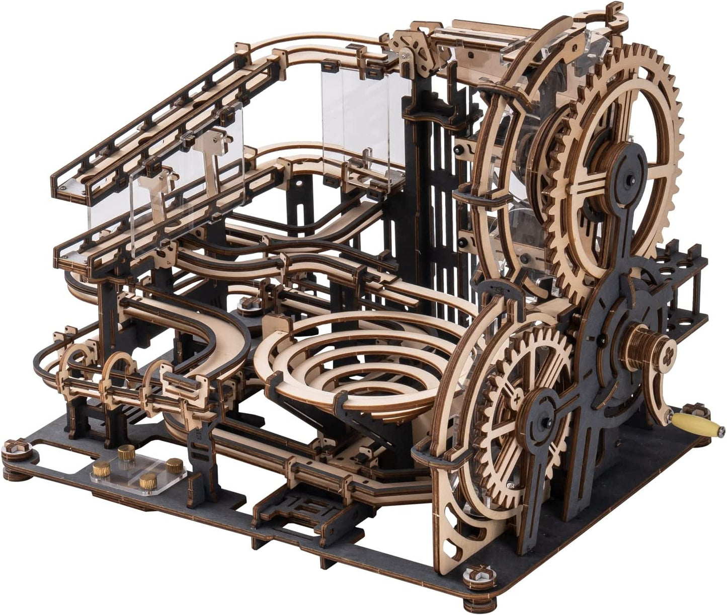 Marble Night City 3D Wooden Puzzle - Waterwheel Model Assembly Kit for Kids