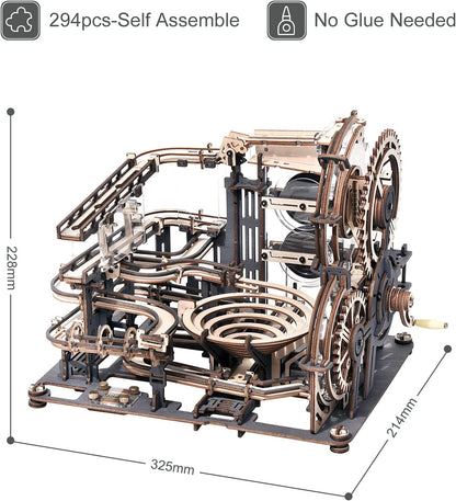 Marble Night City 3D Wooden Puzzle - Waterwheel Model Assembly Kit for Kids