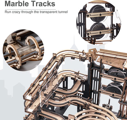 Marble Night City 3D Wooden Puzzle - Waterwheel Model Assembly Kit for Kids