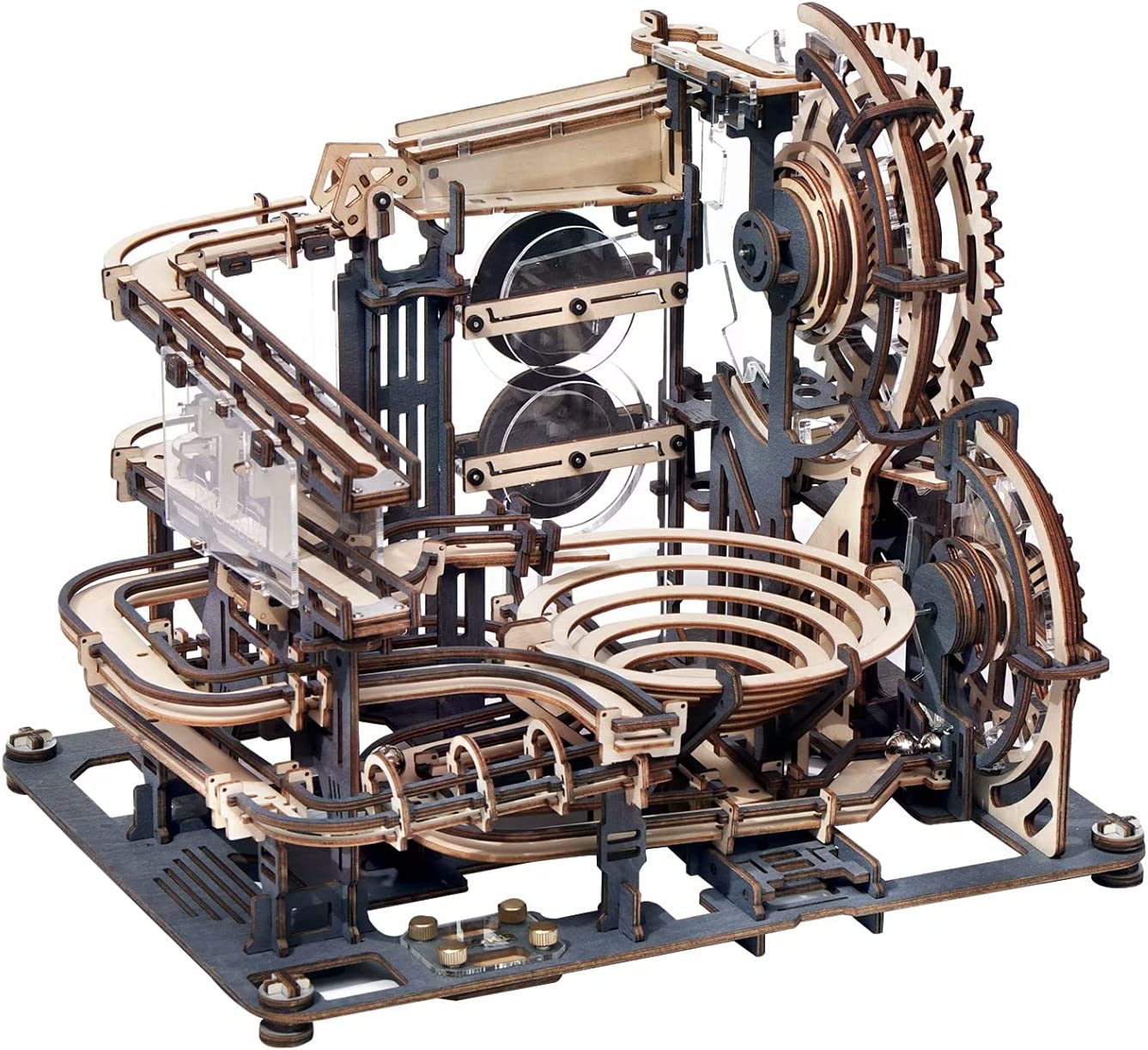 Marble Night City 3D Wooden Puzzle - Waterwheel Model Assembly Kit for Kids