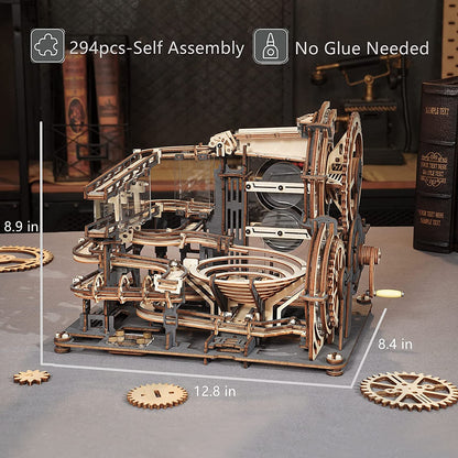Marble Night City 3D Wooden Puzzle - Waterwheel Model Assembly Kit for Kids