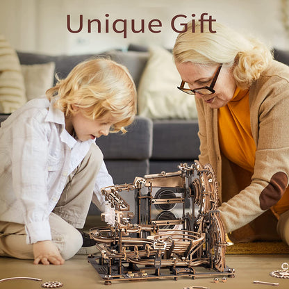 Marble Night City 3D Wooden Puzzle - Waterwheel Model Assembly Kit for Kids