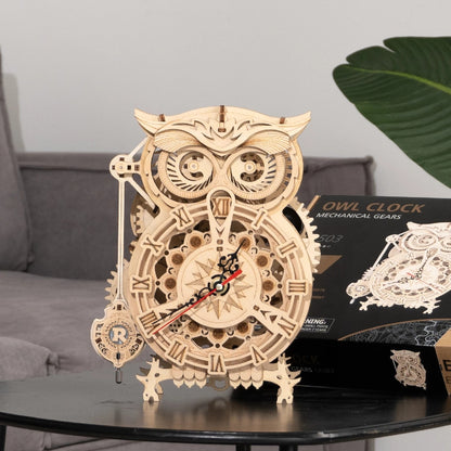 3D Wooden Owl Clock - DIY Building Kit Model for Kids & Adults