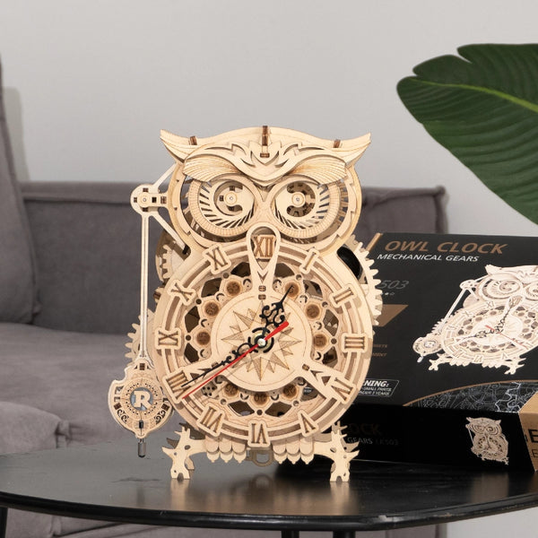 3D Wooden Owl Clock - DIY Building Kit Model for Kids & Adults