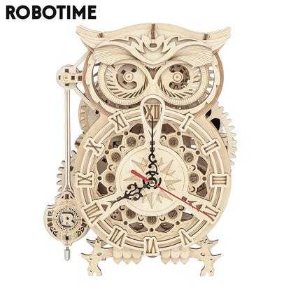 3D Wooden Owl Clock - DIY Building Kit Model for Kids & Adults