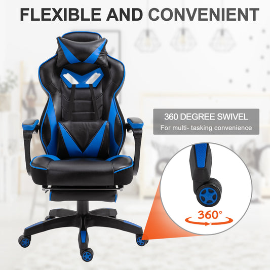 Gaming Chair with Footrest - Ergonomic Reclining Office Chair with Lumbar Support