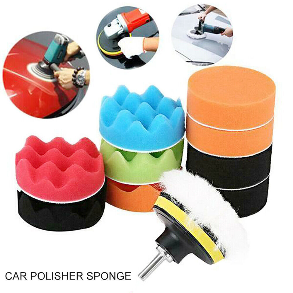 12Pcs Car Sponge Polishing Pad  3 Buffing Kit For Polisher With Drill Adapter