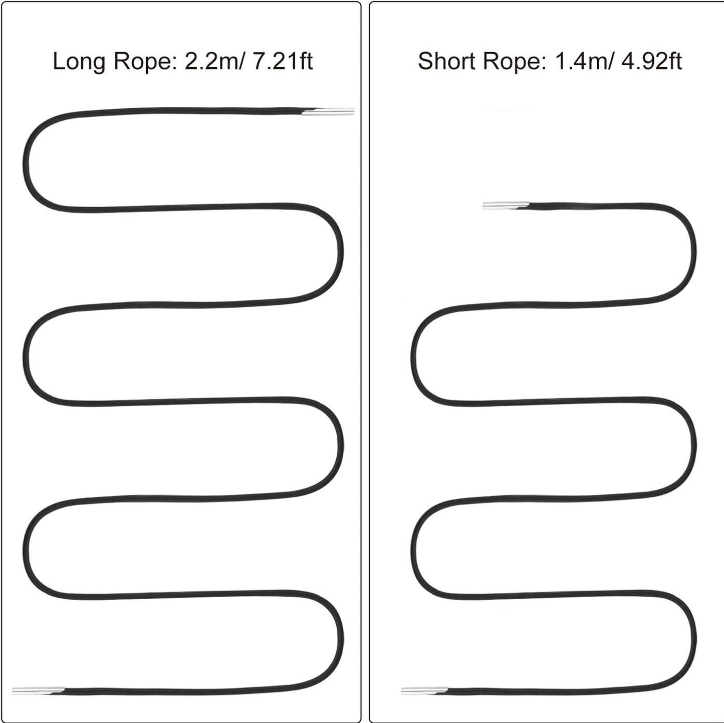 8Pcs Elastic Cord Ropes For Zero Gravity Reclining Garden Sun Lounger Chairs Set--4MM  4 Long, 4 Short, 2.2 Meters Long, 1.4 Meters Short  Black Recliner Elastic Rope