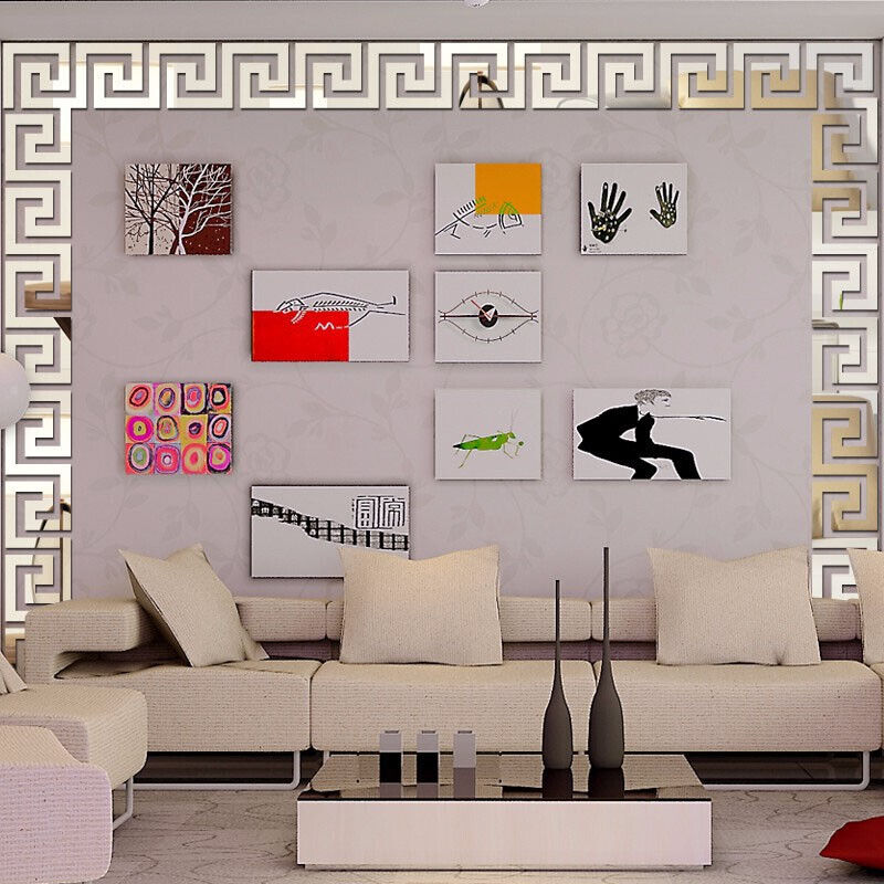10x Gold Mirror Wall Stickers 3D Acrylic Tiles | Removable DIY Home Decor for Living Room, Bedroom & Bathroom UK