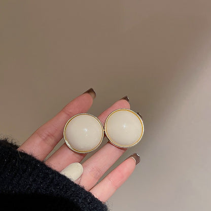 Vintage Round Flower Tassel Earrings, European American Retro Metallic Stud Earrings, Light Luxury Elegant Jewelry