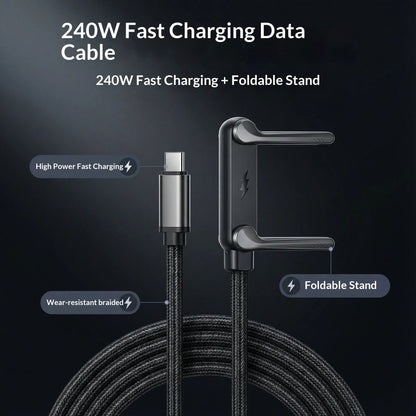 240W Foldable Stand Data Cable With Super fast Charging Support