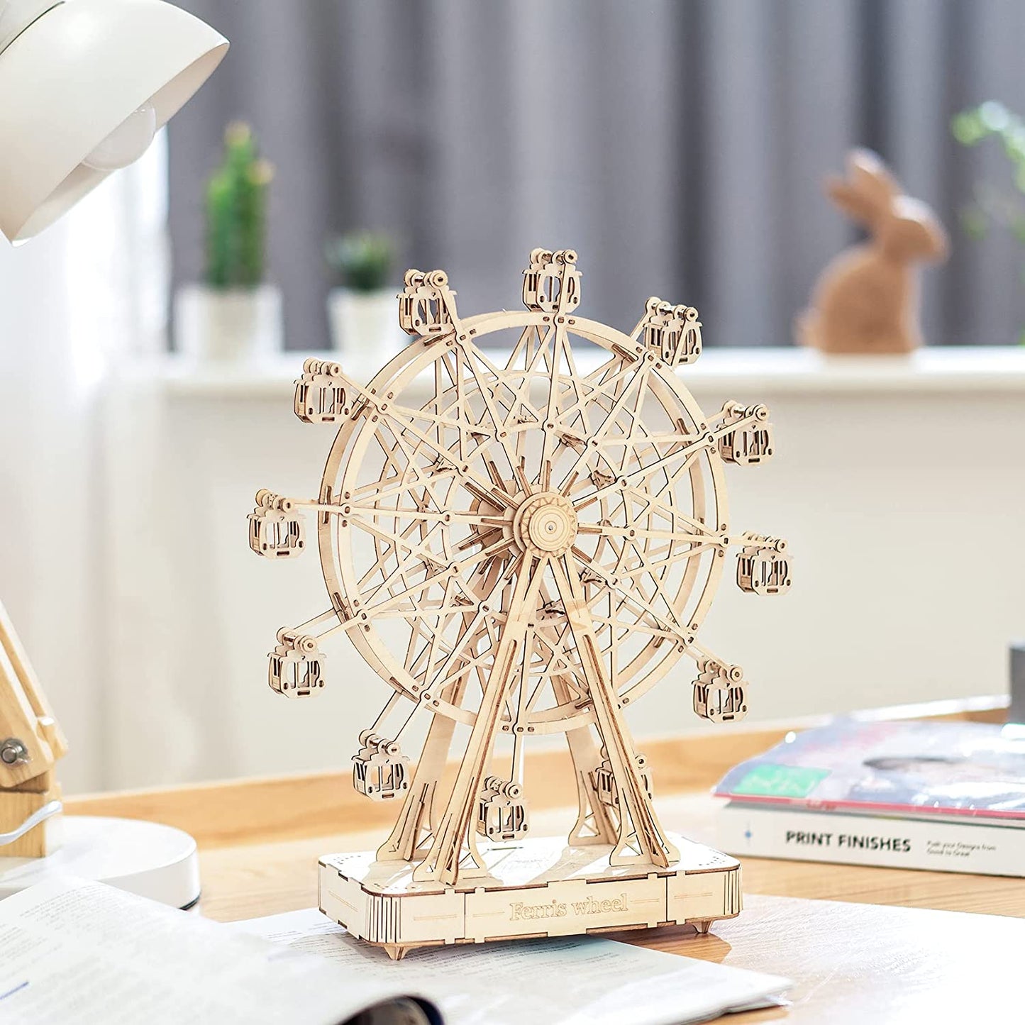 Wooden Ferris Wheel Music Box - DIY 3D Puzzle Model Kit for Kids & Adults