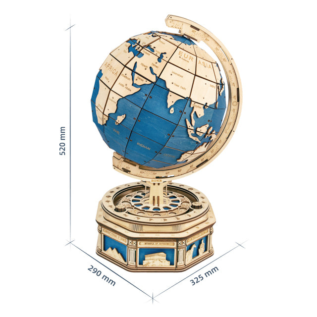 3D Wooden Globe Puzzle - 567 Piece Earth Model with Ocean Map for Kids