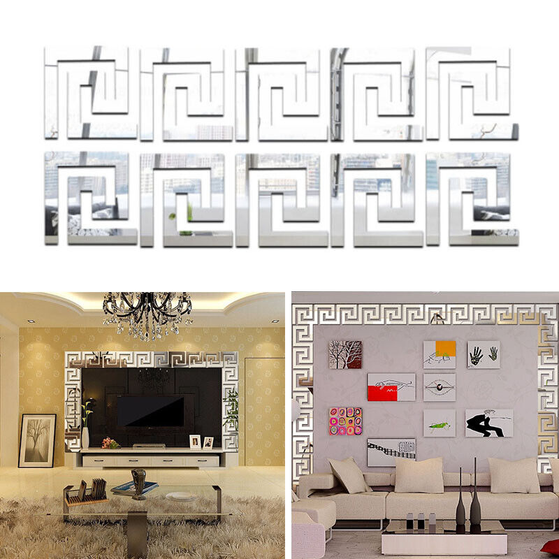 10x Gold Mirror Wall Stickers 3D Acrylic Tiles | Removable DIY Home Decor for Living Room, Bedroom & Bathroom UK