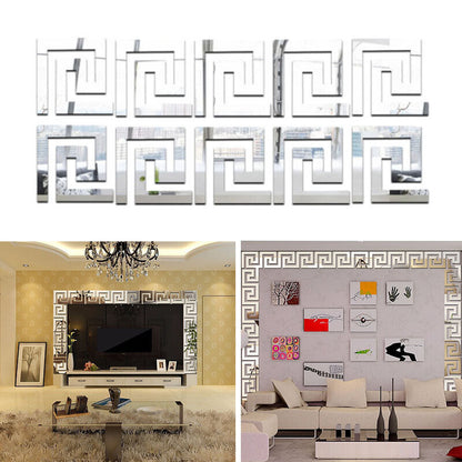 10x Gold Mirror Wall Stickers 3D Acrylic Tiles | Removable DIY Home Decor for Living Room, Bedroom & Bathroom UK