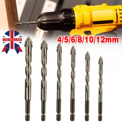 6PCS 4-Blade Saw Tooth Eccentric Drill Bit Four-Edge Serrated Drill Bits Alloy