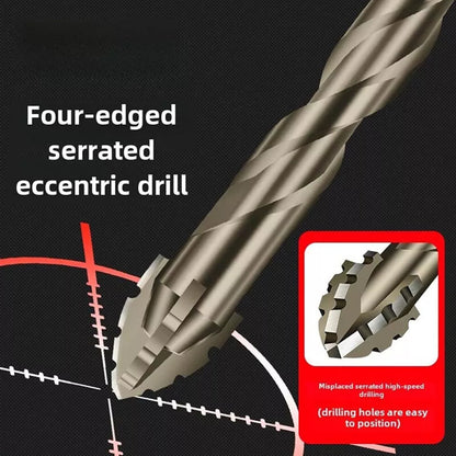 6PCS 4-Blade Saw Tooth Eccentric Drill Bit Four-Edge Serrated Drill Bits Alloy