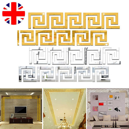 10x Gold Mirror Wall Stickers 3D Acrylic Tiles | Removable DIY Home Decor for Living Room, Bedroom & Bathroom UK