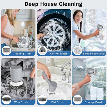 10Pcs Rechargeable Electric Cordless Cleaning Brush Spin Scrubber Turbo Scrub UK NEW