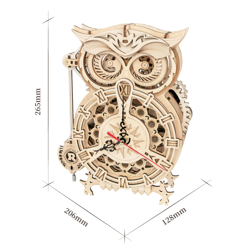3D Wooden Owl Clock - DIY Building Kit Model for Kids & Adults