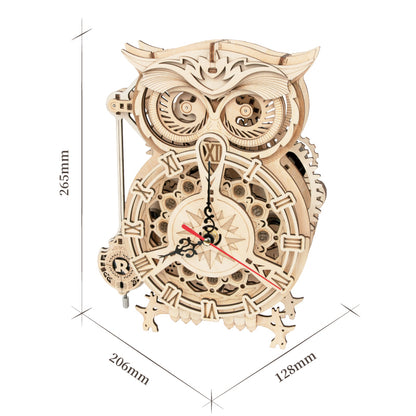 3D Wooden Owl Clock - DIY Building Kit Model for Kids & Adults