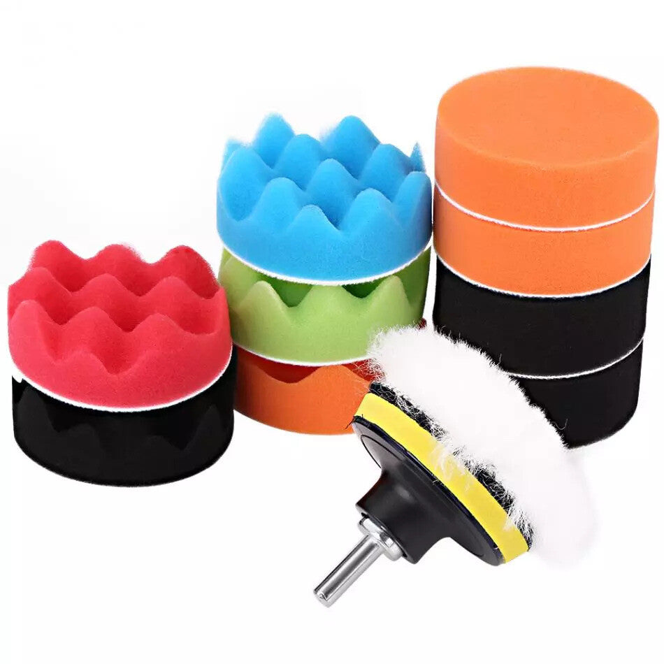 12Pcs Car Sponge Polishing Pad  3 Buffing Kit For Polisher With Drill Adapter
