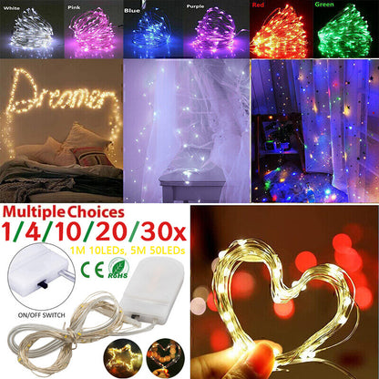 1-30x Fairy Lights Waterproof String Lights DIY Wedding Xmas Party Jars Crafts---Warm White 5M50 Lamp