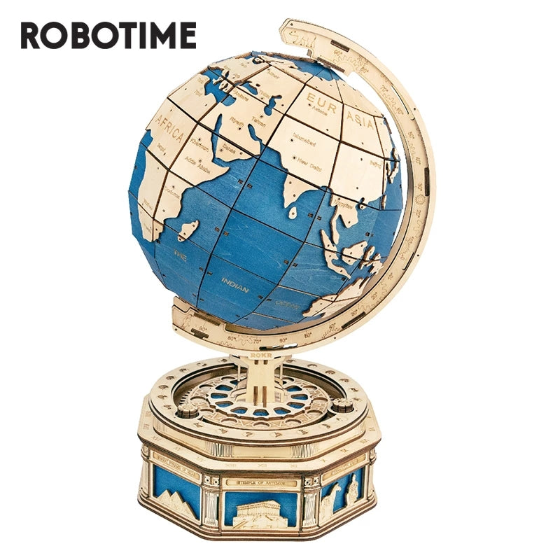 3D Wooden Globe Puzzle - 567 Piece Earth Model with Ocean Map for Kids