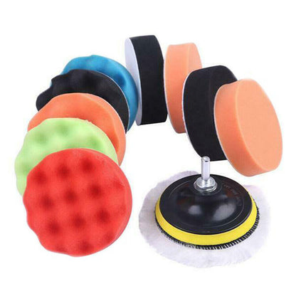 12Pcs Car Sponge Polishing Pad  3 Buffing Kit For Polisher With Drill Adapter