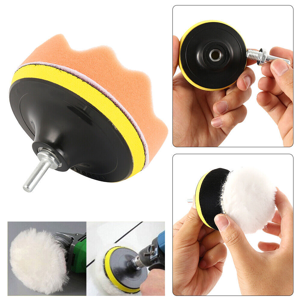 12Pcs Car Sponge Polishing Pad  3 Buffing Kit For Polisher With Drill Adapter
