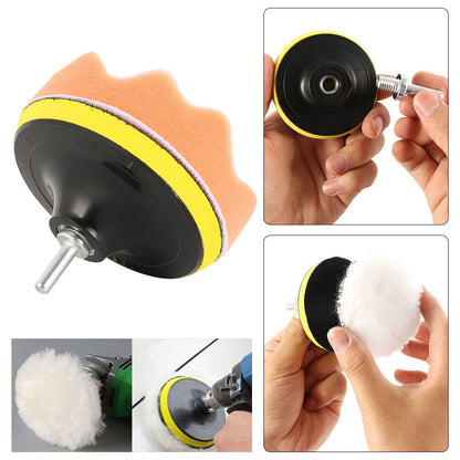 12Pcs Car Sponge Polishing Pad  3 Buffing Kit For Polisher With Drill Adapter