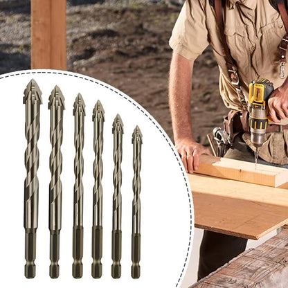 6PCS 4-Blade Saw Tooth Eccentric Drill Bit Four-Edge Serrated Drill Bits Alloy